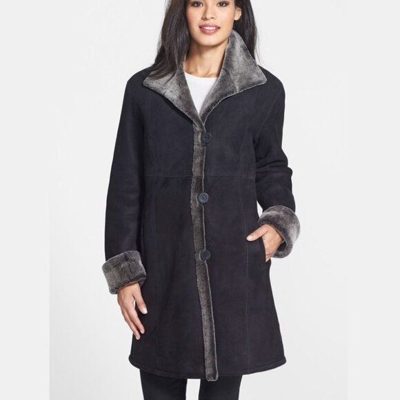 Ellen Tracy Fur Trimmed Black Jacket - Picture 2 of 16